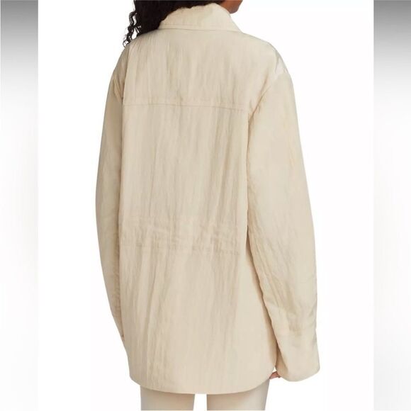 VINCE Padded Shirt Jacket Women Size Small Textured Coat Cream Neutral Relaxed - Picture 13 of 13